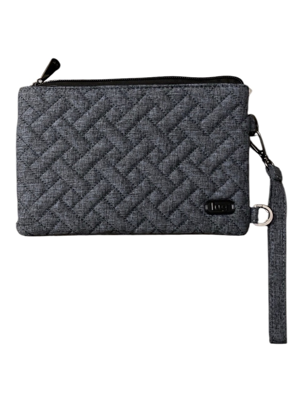 Lug Quilted Gray Wristlet Clutch - Textured Fabric